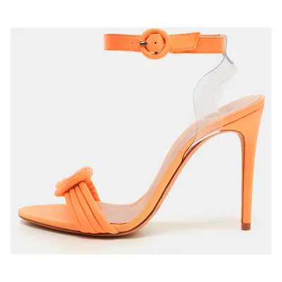 Alexandre Birman Orange Leather Knot Ankle Strap Sandals Size