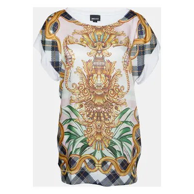 Just Cavalli White Printed Modal Knit Oversized Top