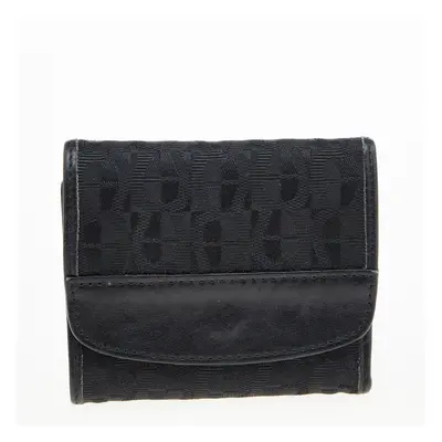 Aigner Black Signature Canvas and Leather Trifold Wallet