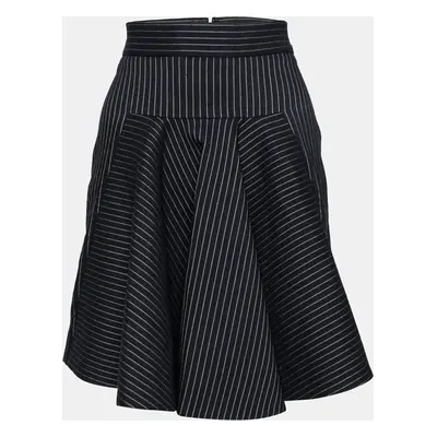 Stella McCartney Black Cotton Striped Flared Mini Skirt