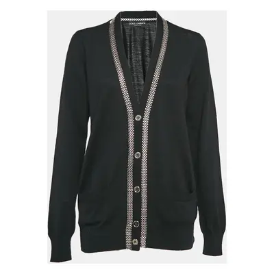 Dolce & Gabbana Black Embellished Wool Cardigan