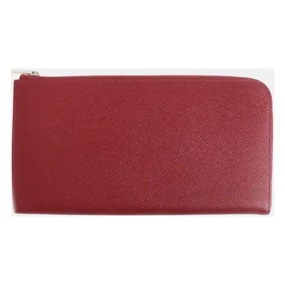 Hermes Remix Voyage Veau Epsom H Logo Wallet Red Leather