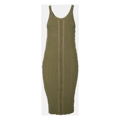 Alexander Wang Olive Green Rib Knit Sleeveless Dress