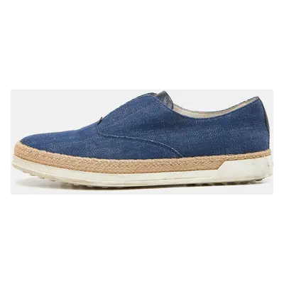 Tod's Blue Denim Francesina Slip On Espadrille Sneakers Size 36.5