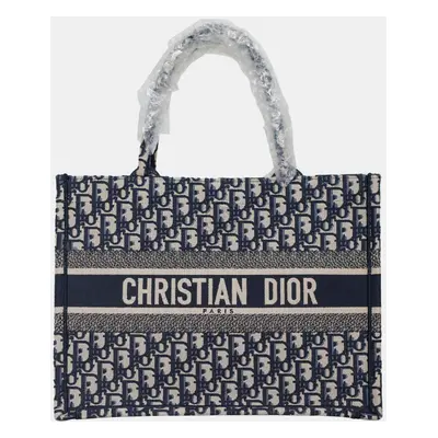 Christian Dior Blue Canvas Medium Oblique Book Tote Bag