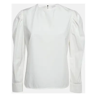 Sandro White Cotton Puff Sleeves Top