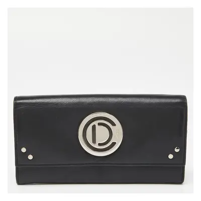 Dior Black Leather Flap Continental Wallet