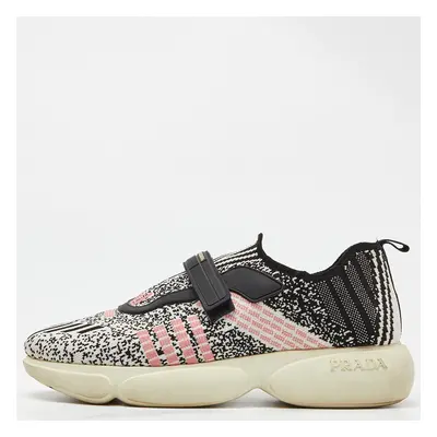 Prada Multicolor Knit Fabric Low Top Sneakers Size 38.5