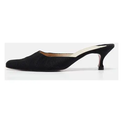 Christian Louboutin Black Fabric Square Toe Mules Size 37.5