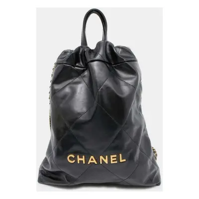 Chanel Black Shiny Calf Leather Backpack