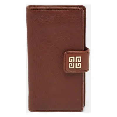 Givenchy Brown Leather Logo Flap Continental Wallet