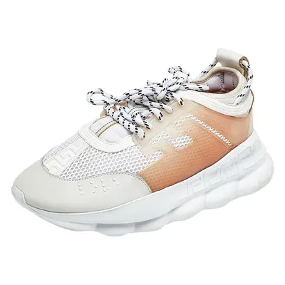 Versace White/Grey Mesh And Nubuck Leather Chain Reaction Sneakers Size