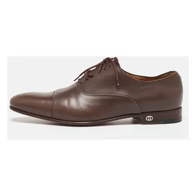 Gucci Brown Leather Lace Up Oxfords Size 41.5