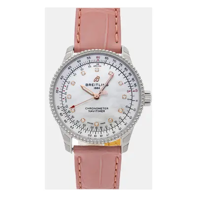 Breitling White Shell Stainless Steel Navitimer A17395211A1P3 Automatic Women's Wristwatch mm