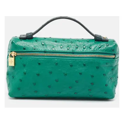 Loro Piana Green Ostrich Leather L19 Clutch