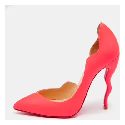 Christian Louboutin Neon Pink Leather Dalida D'orsay Pumps Size