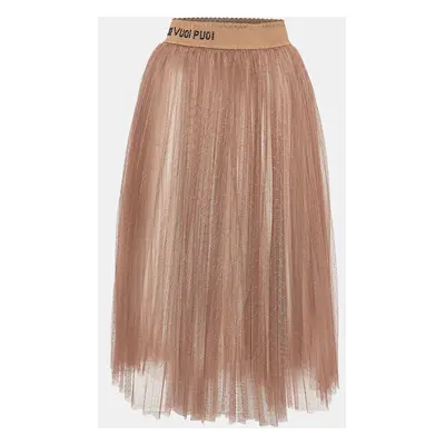 Elisabetta Franchi Brown Tulle Pleated Midi Skirt