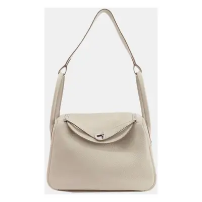 Hermes White Taurillon Lindy Handbag