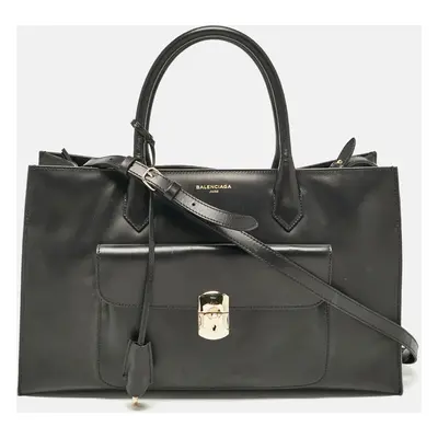 Balenciaga Black Leather Padlock Work Bag