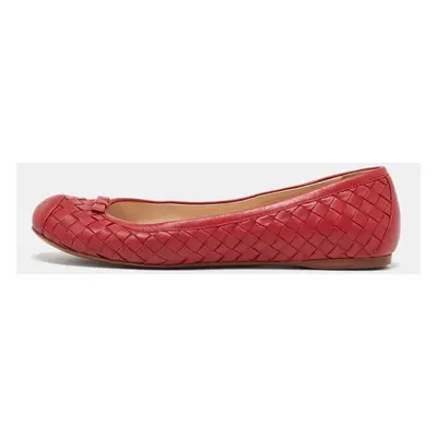 Bottega Veneta Red Intrecciato Leather Ballet Flats Size