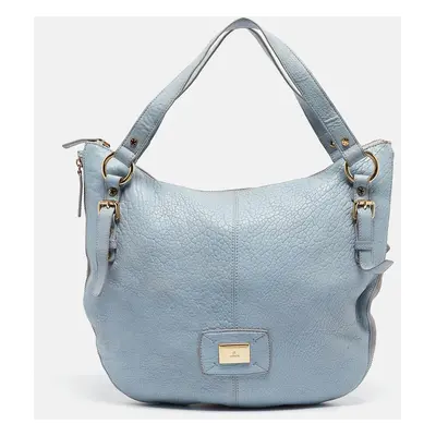 Aigner Light Blue Pebbled Leather Hobo