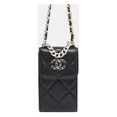 Chanel Black Lambskin Chanel19 Phone Case Chain Shoulder bag