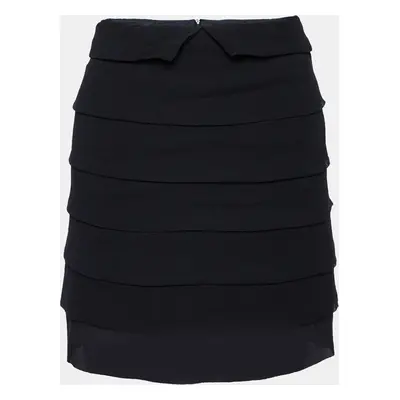 Joseph Black Crinckled Silk Tiered Mini Skirt