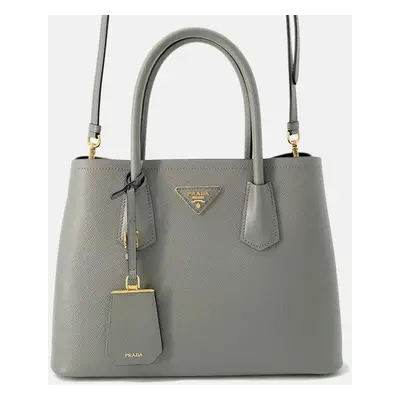 Prada Doble Gray/Black Leather Bag