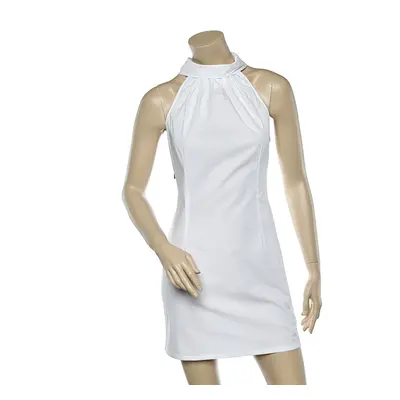 Moschino Jeans White Cotton Halter Neck Collared Mini Dress