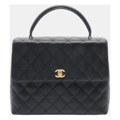 Chanel Black Caviar Skin Matelasse Handbag Bag