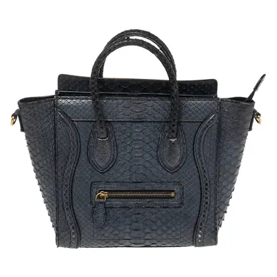 Céline Navy Blue Python Nano Luggage Tote