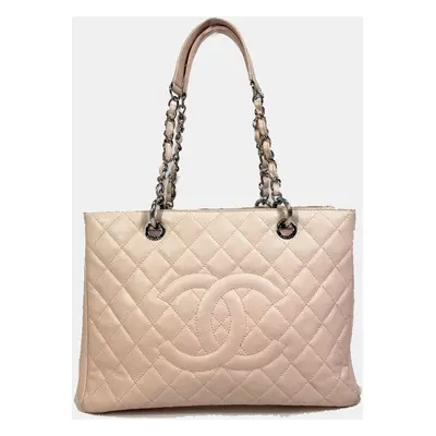 Chanel Pink Caviar Leather Quilted GST Tote Bag