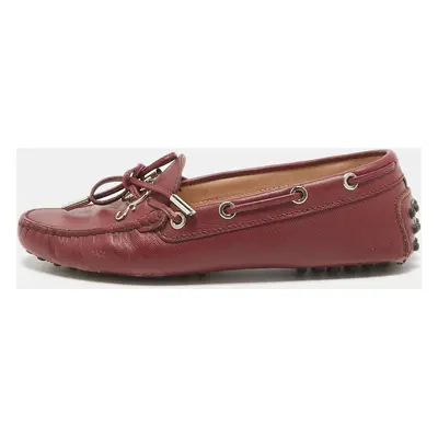 Tod's Burgundy Leather Penny Loafers Size