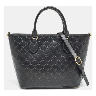 Gucci Black Guccissima Leather Zip Tote