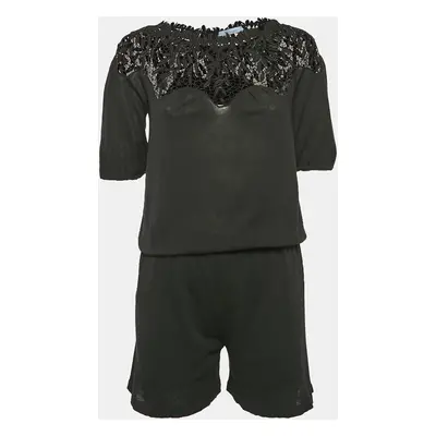 Blumarine Black Lace Trim Jersey Playsuit