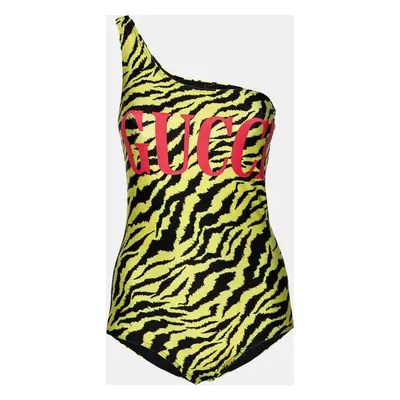 Gucci Black and Yellow Zebra Print Sparkling Swimsuit