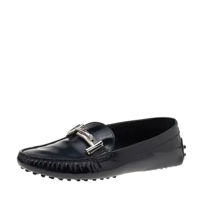 Tod's Black Patent Leather Slip on Loafers Size