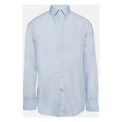 Ermenegildo Zegna Plaid Cotton Blue Button Up Shirt