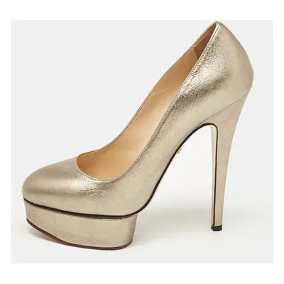 Charlotte Olympia Metallic Leather Dolly Platform Pumps Size