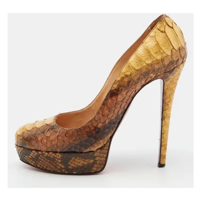 Christian Louboutin Yellow/Brown Python Bianca Pumps Size