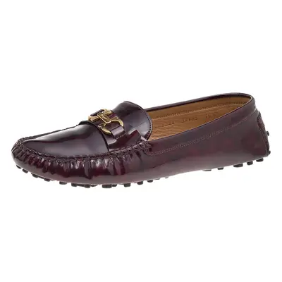 Salvatore Ferragamo Two Tone Patent Leather Gancini Bit Slip On Loafers Size