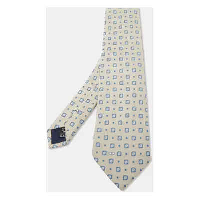 Valentino Greige Square Pattern Silk Tie