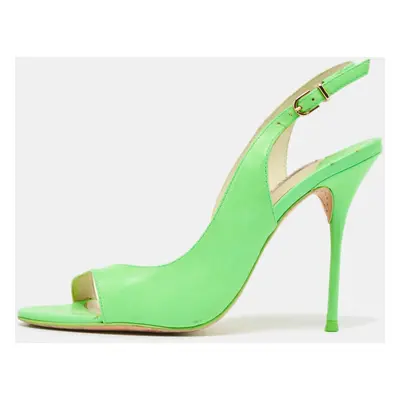 Sophia Webster Neon Green Leather Slingback D'orsay Sandals Size