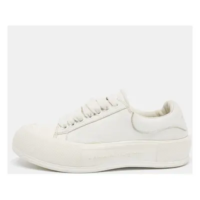 Alexander McQueen White Leather Deck Plimsoll Lace Up Sneakers Size