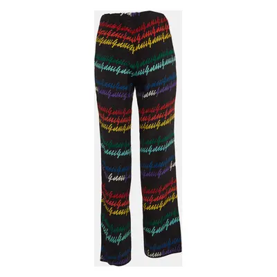 Gucci Multicolor Signature Printed Silk Trousers