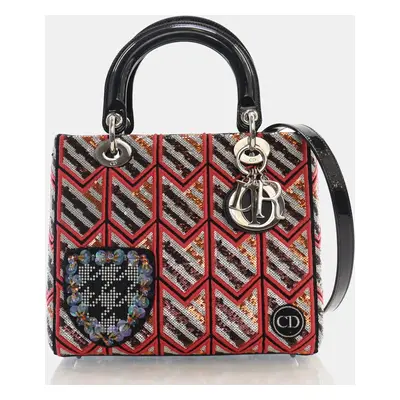 Dior Multicolor Leather and Sequin Medium Lady Dior Tote Bag