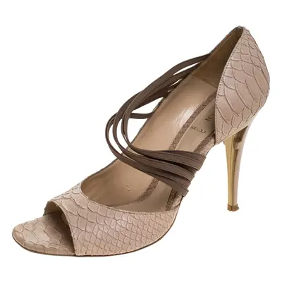 Fendi Beige Python Open Toe Sandals Size