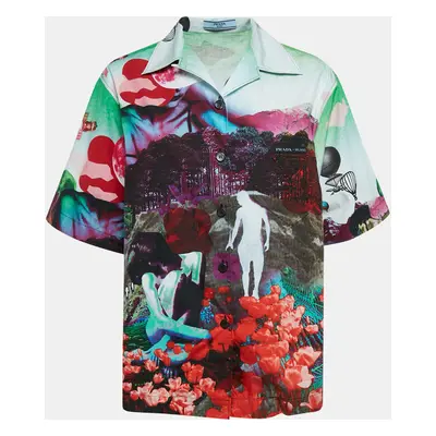 Prada Multicolor Graphic Print Oversize Button Front Shirt