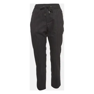 Dolce & Gabbana Dark Grey Pink Stripe Wool Blend Trousers