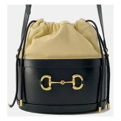 Gucci Black Leather Horsebit Drawstring Bag Bucket Shoulder Bag